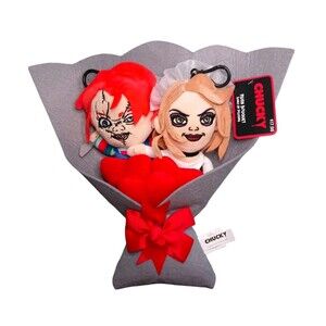 Chucky Tiffany Plush Valentines Day Bouquet + Clips Childs Play Horror Movie Fan